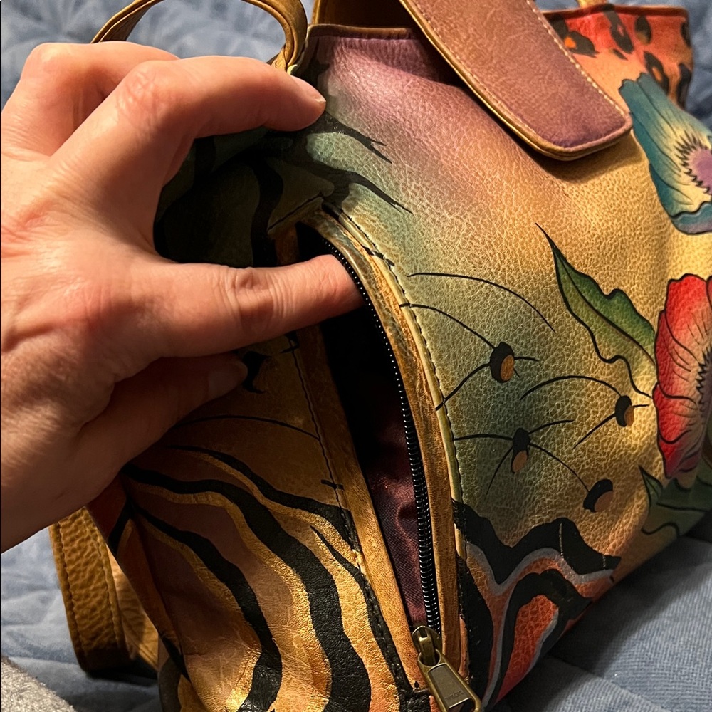 Anna by Anuschka Handpainted Floral Multicolor Tote Bag - Picture 4 of 12